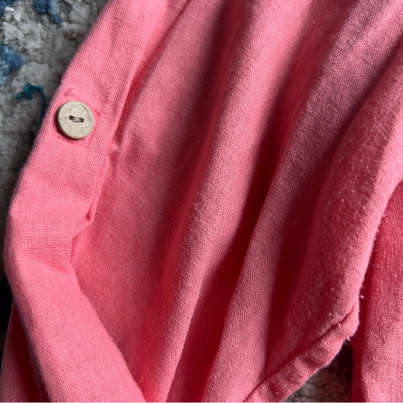 Simply Noelle Coral pink Button-up pockets linen long top Sz L/XL - Picture 4 of 9